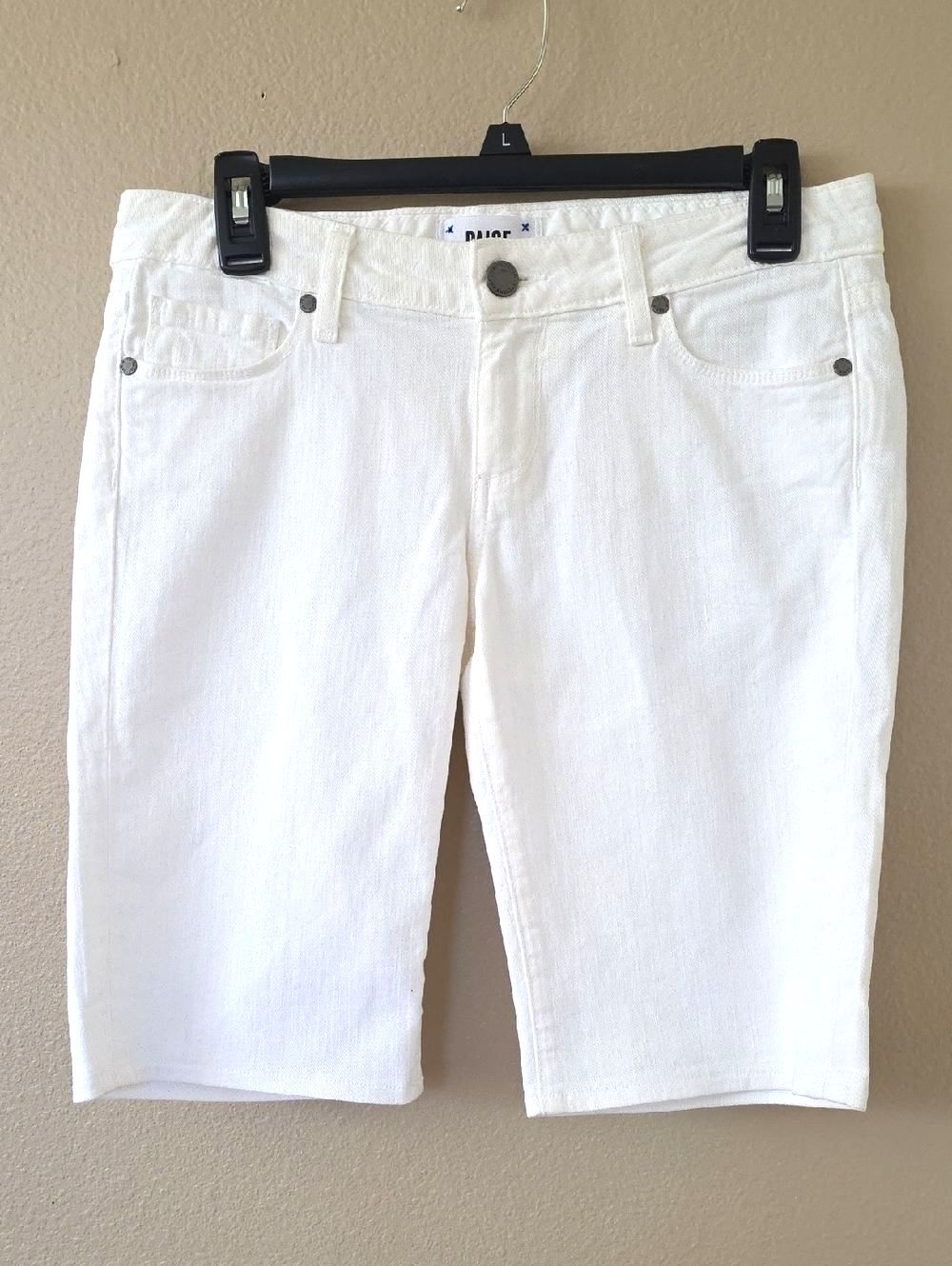 PAIGE Womens Optic White Denim Bermuda Shorts - Size 26